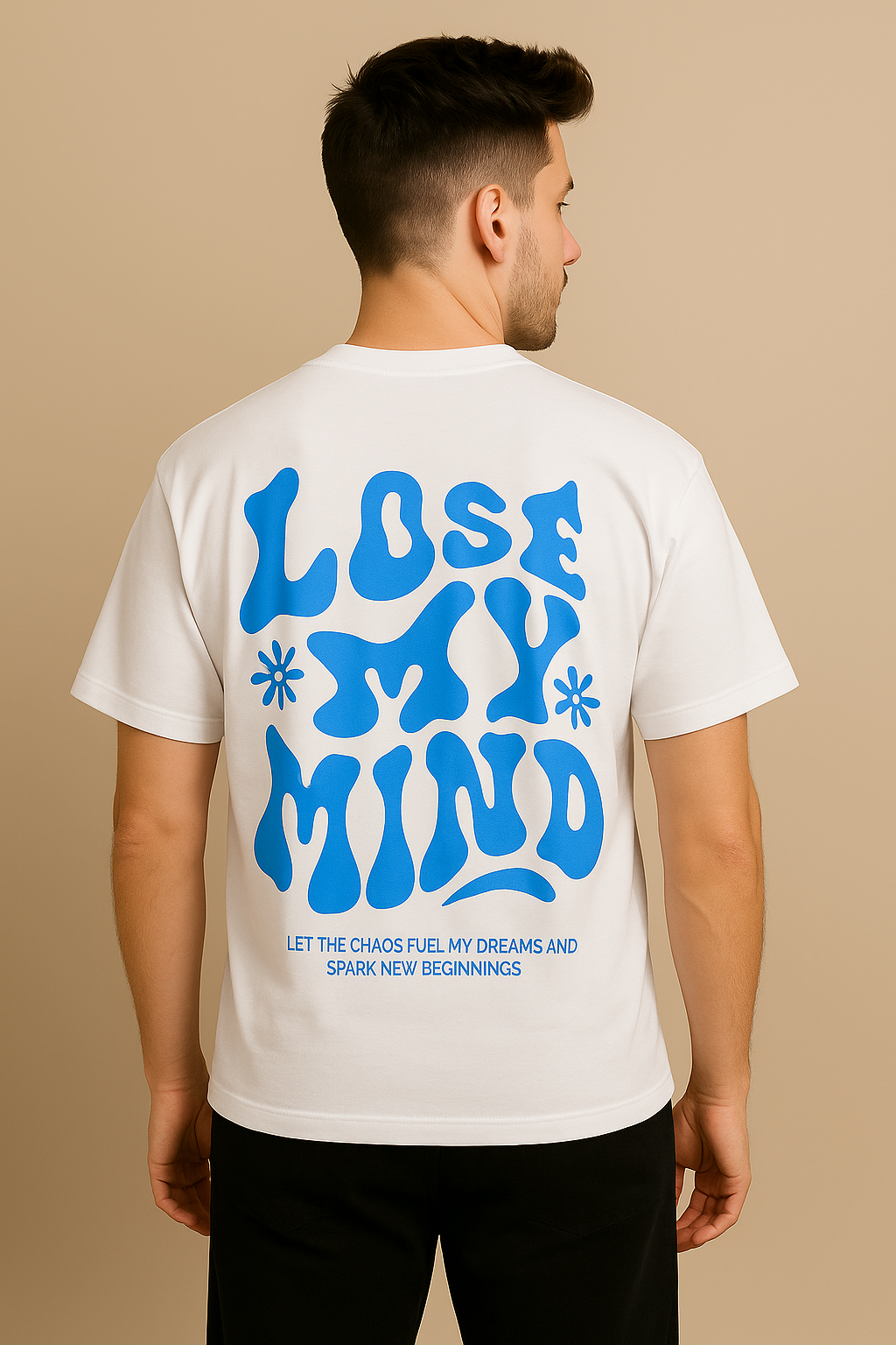 VALION Men’s Oversized Graphic T-Shirt – “LOSE MY MIND” (White)