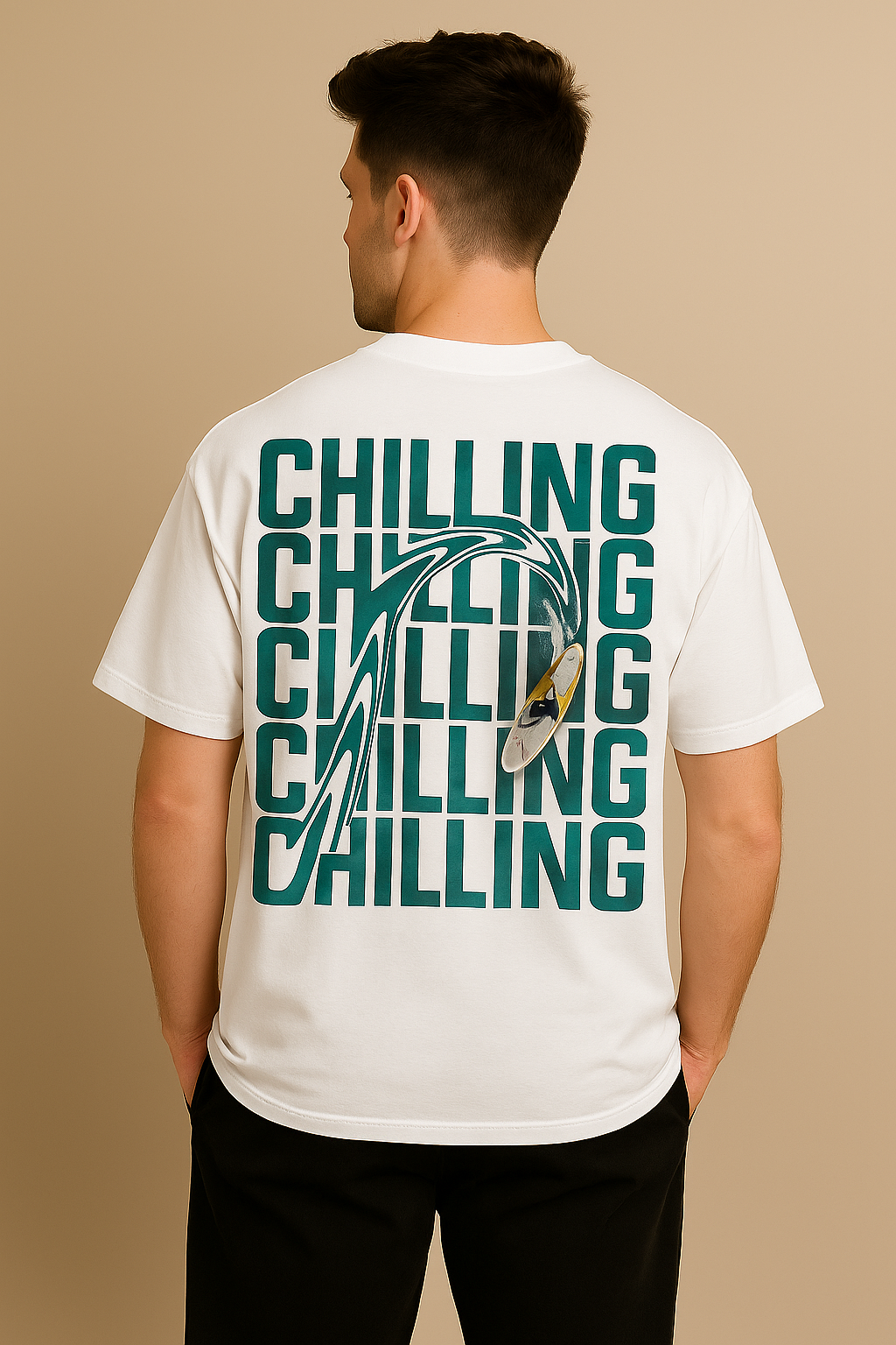 Make Waves Chilling Graphic Oversized T-Shirt – White