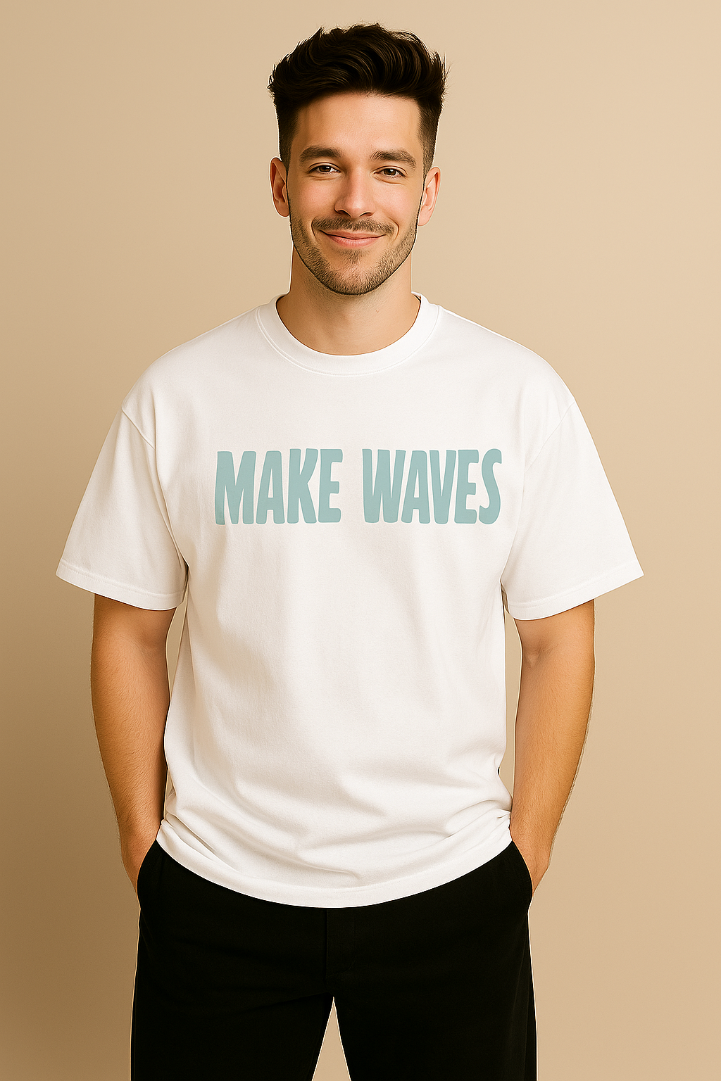 Make Waves Chilling Graphic Oversized T-Shirt – White