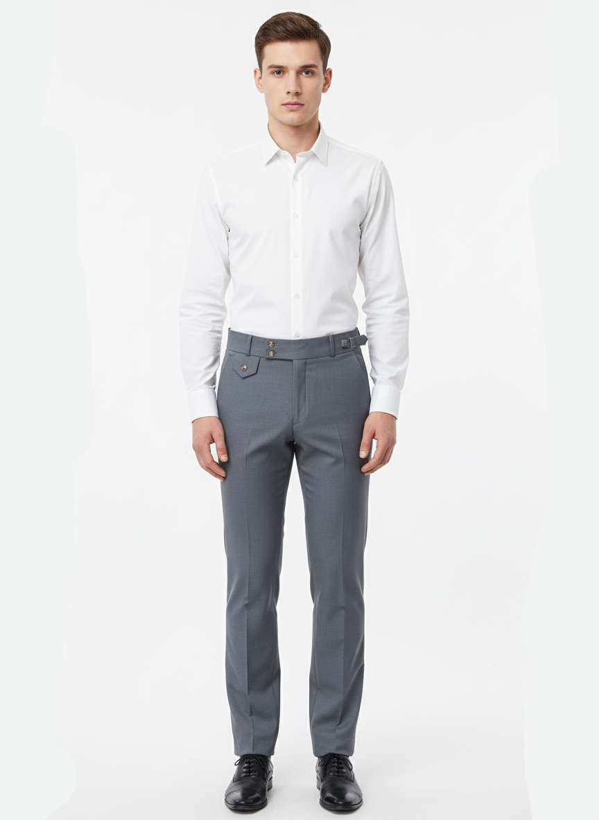 Men’s Slim Fit Steel Grey Gurkha Formal Trousers