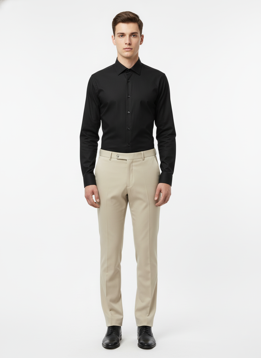 Men’s Slim Fit Beige Formal Trousers