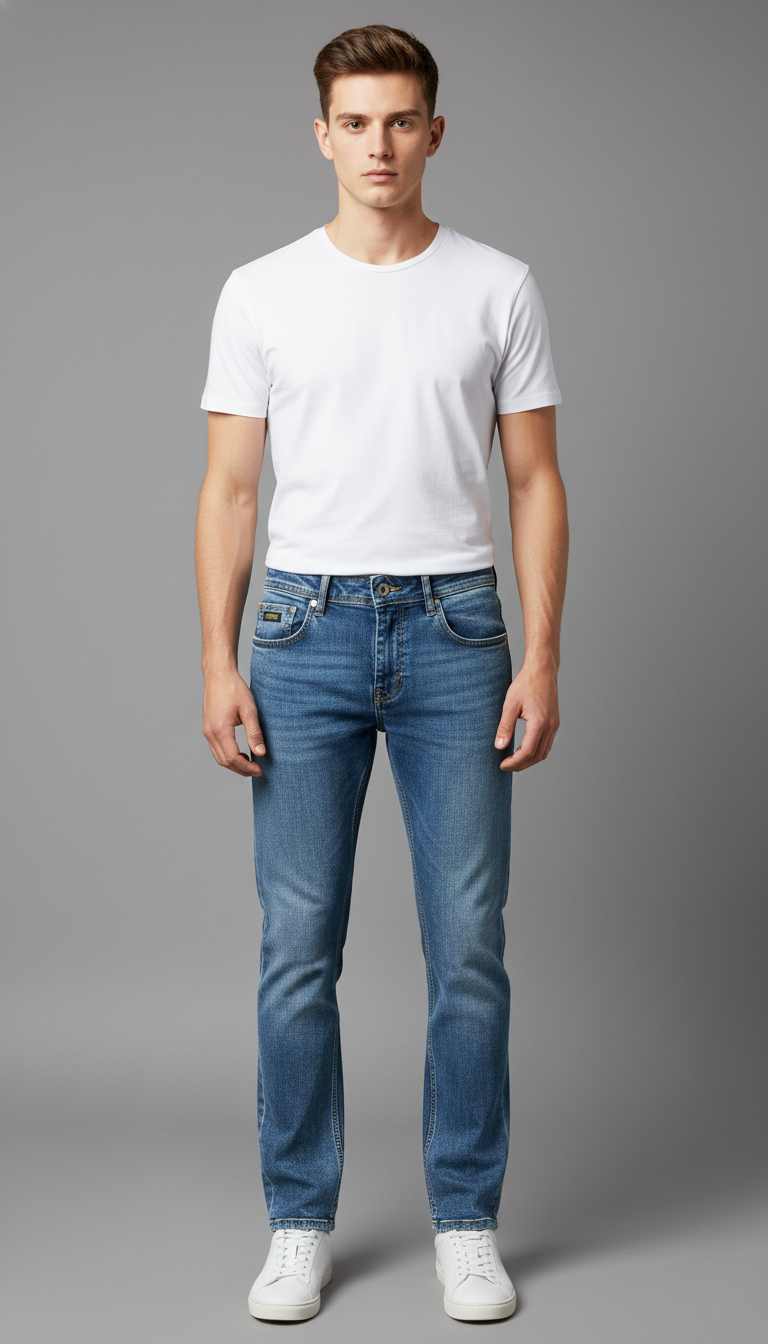 Jack & Jones Men’s Slim Fit Blue Mid-Wash Jeans