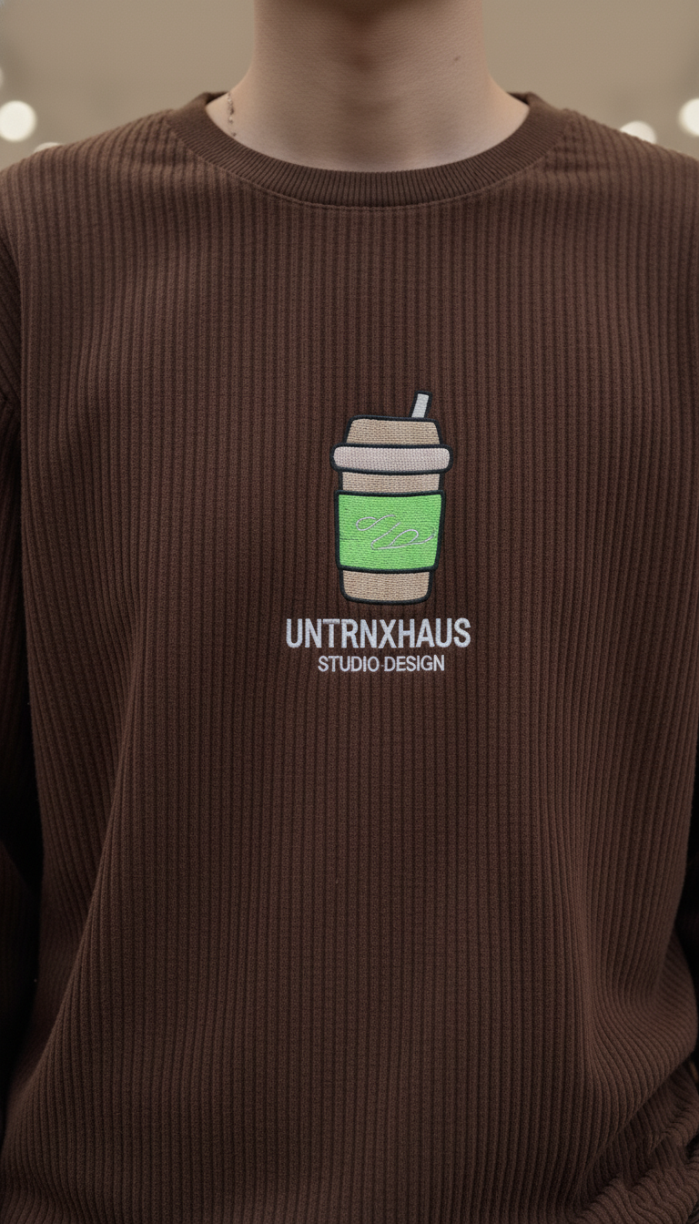 Men’s Coffee Brown Waffle Knit Full Sleeve T-Shirt