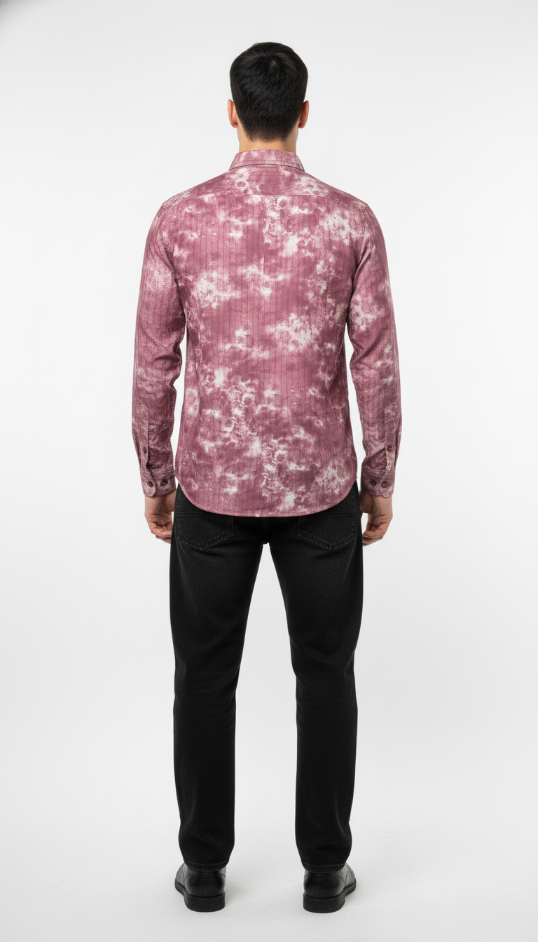 Men’s Maroon Tie-Dye Casual Shirt