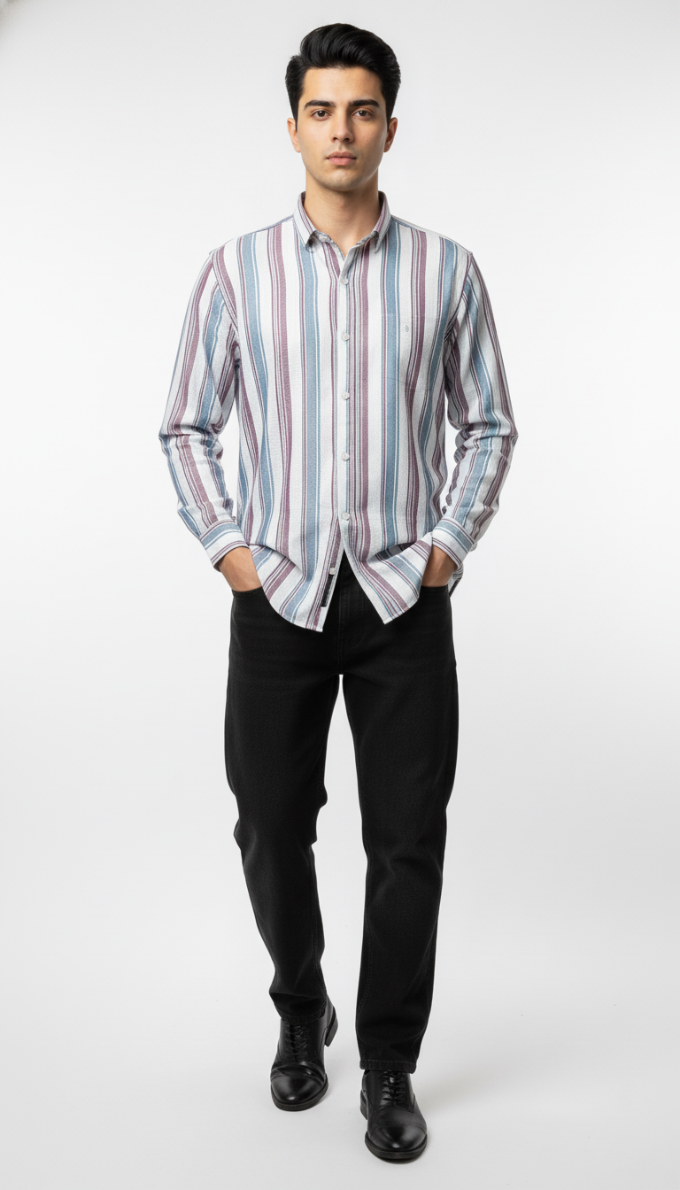 Men’s Multicolor Striped Casual Cotton Shirt