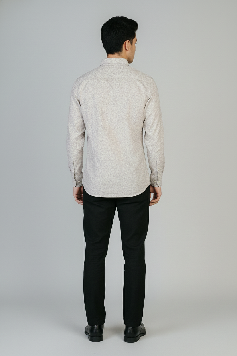 Men’s Beige Micro Print Formal Shirt