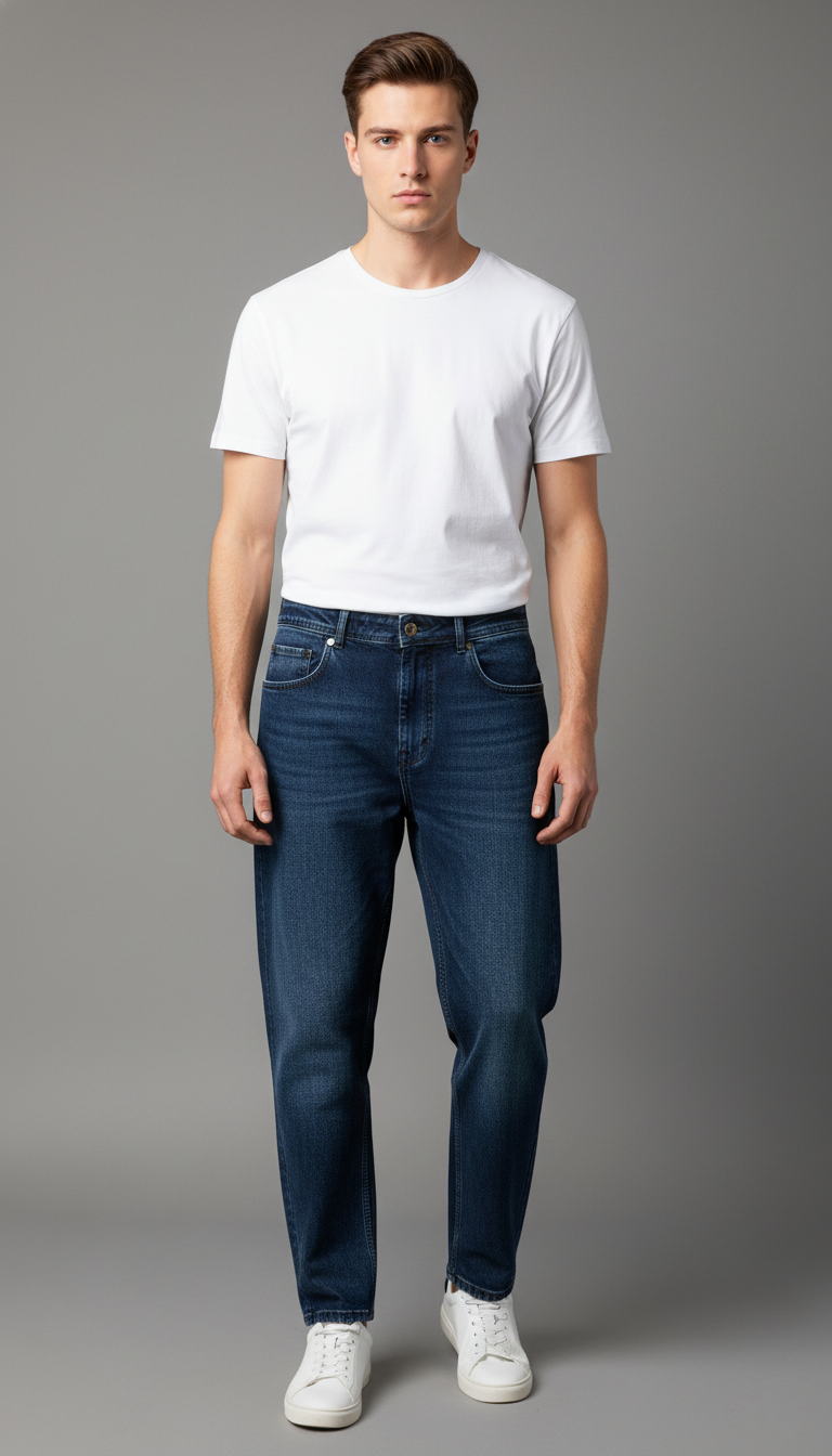 Joiner Men’s Dark Blue Regular Fit Mid-Rise Jeans