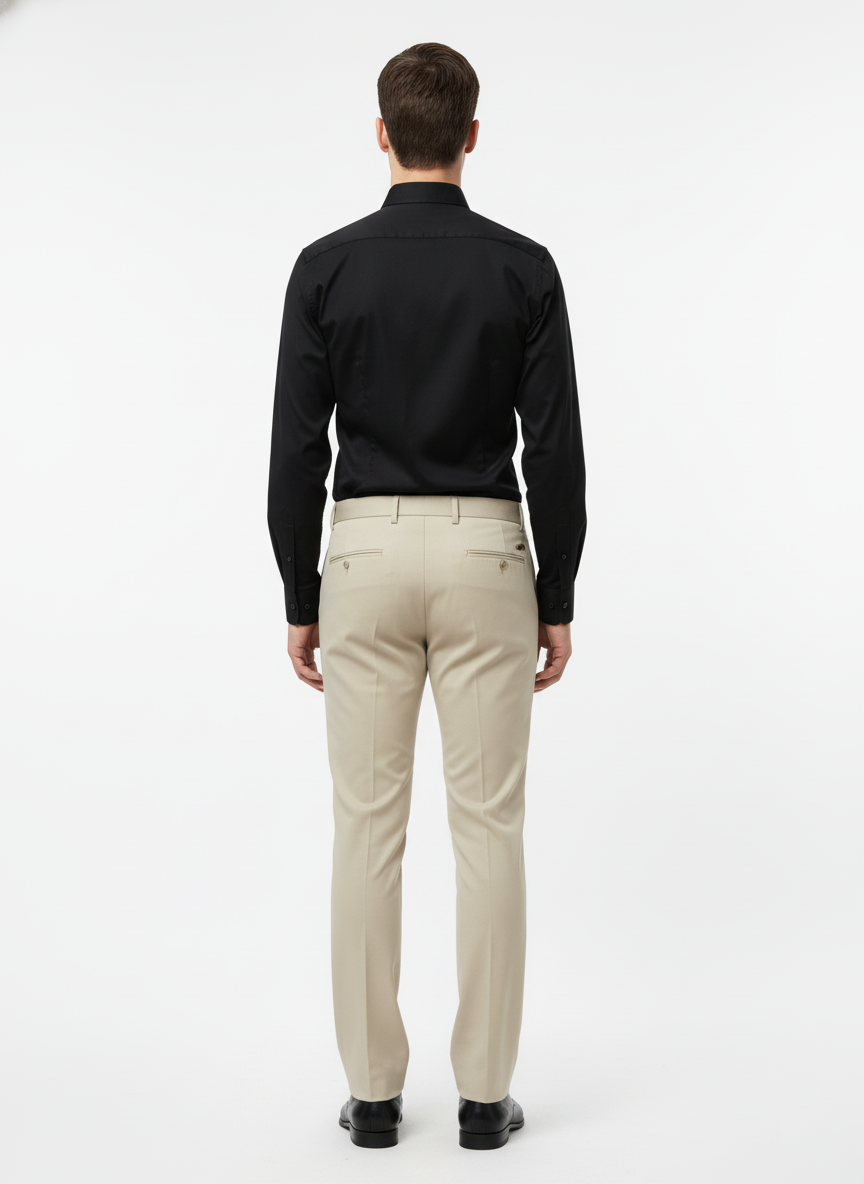 Men’s Slim Fit Beige Formal Trousers