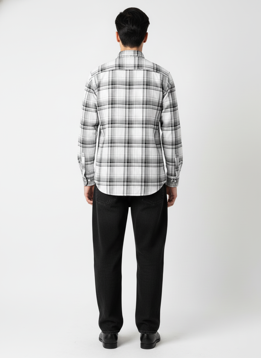 Men’s Classic Black & White Checked Cotton Shirt