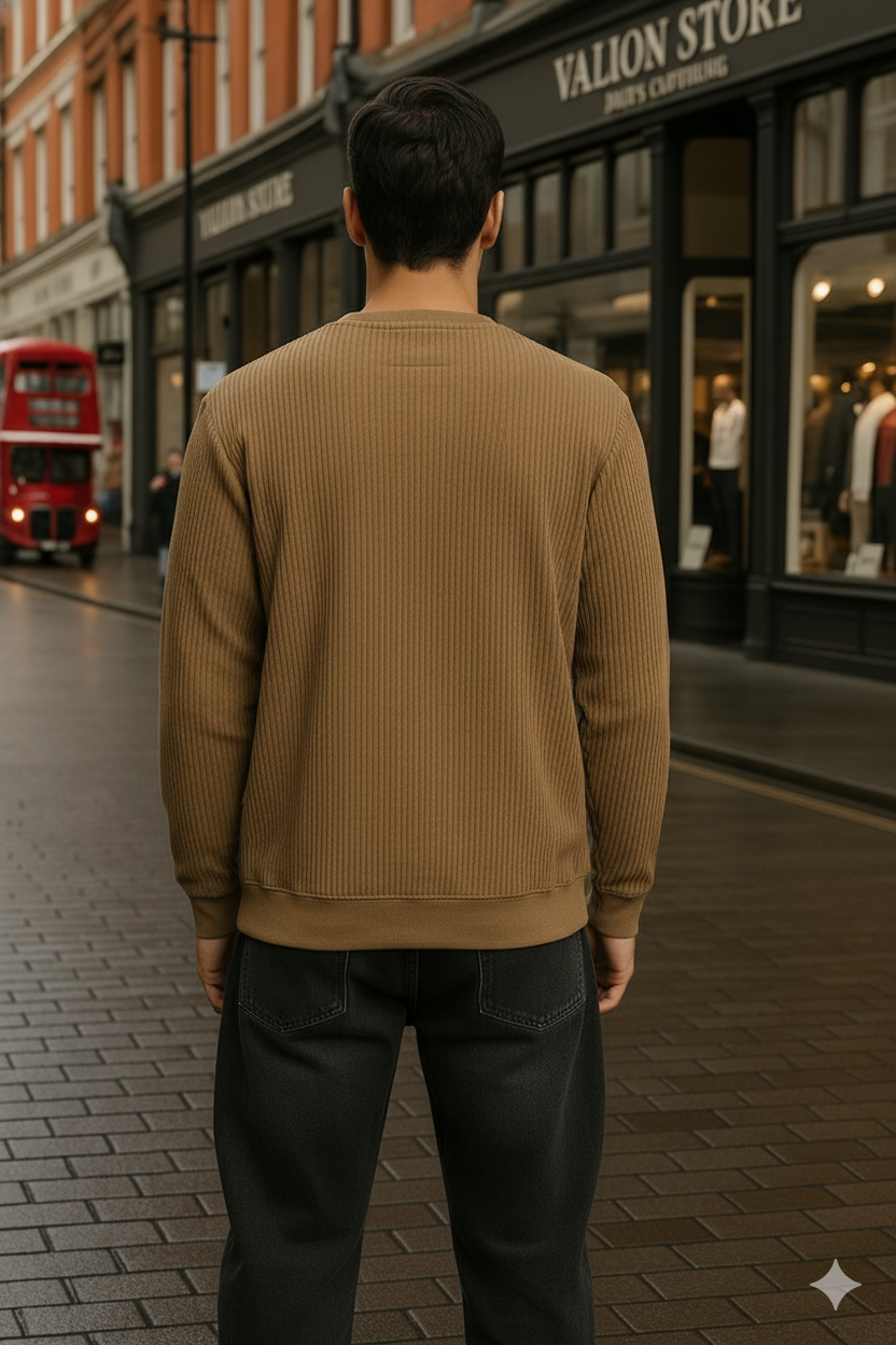 HN Caramel Brown Waffle Knit Long Sleeve T-Shirt