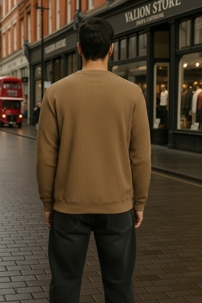 HN Caramel Brown Waffle Knit Long Sleeve T-Shirt