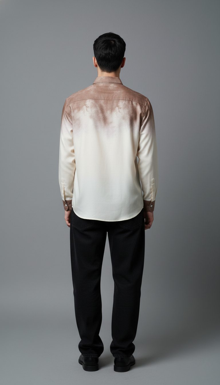 Men’s Gradient Beige & Brown Casual Shirt