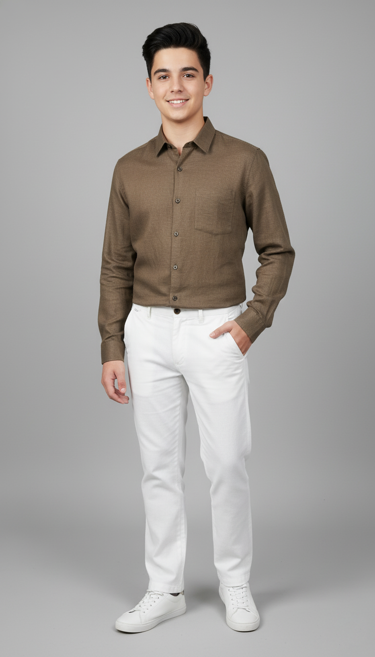 Men’s Classic Coffee Brown Premium Cotton Shirt
