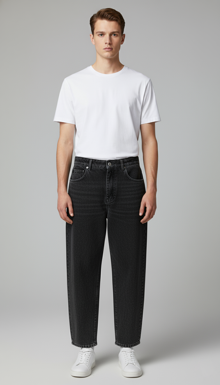 Men’s Full Loose Fit Black Denim Jeans