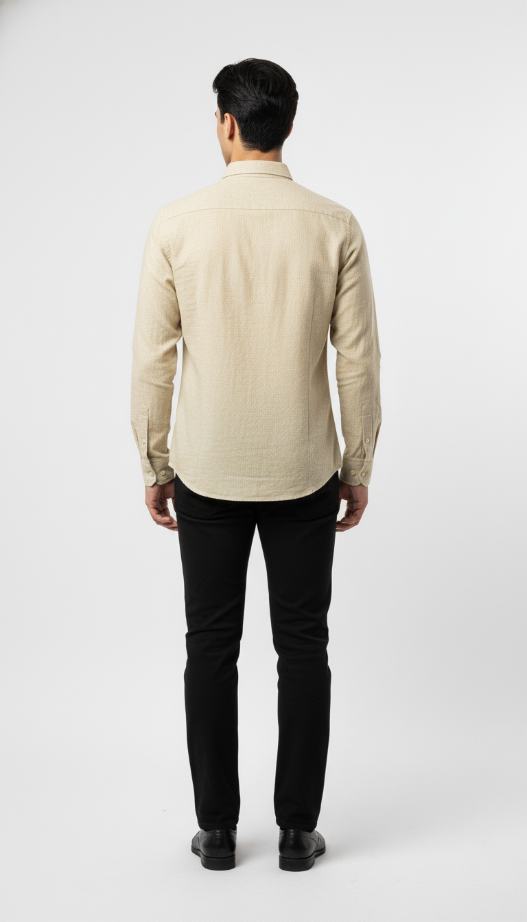 ALLEN SOLLY Beige  Cotton Casual Shirt for Men