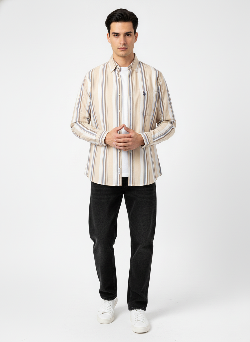 Men’s Vertical Striped Tailored-Fit Shirt – U.S. Polo Assn