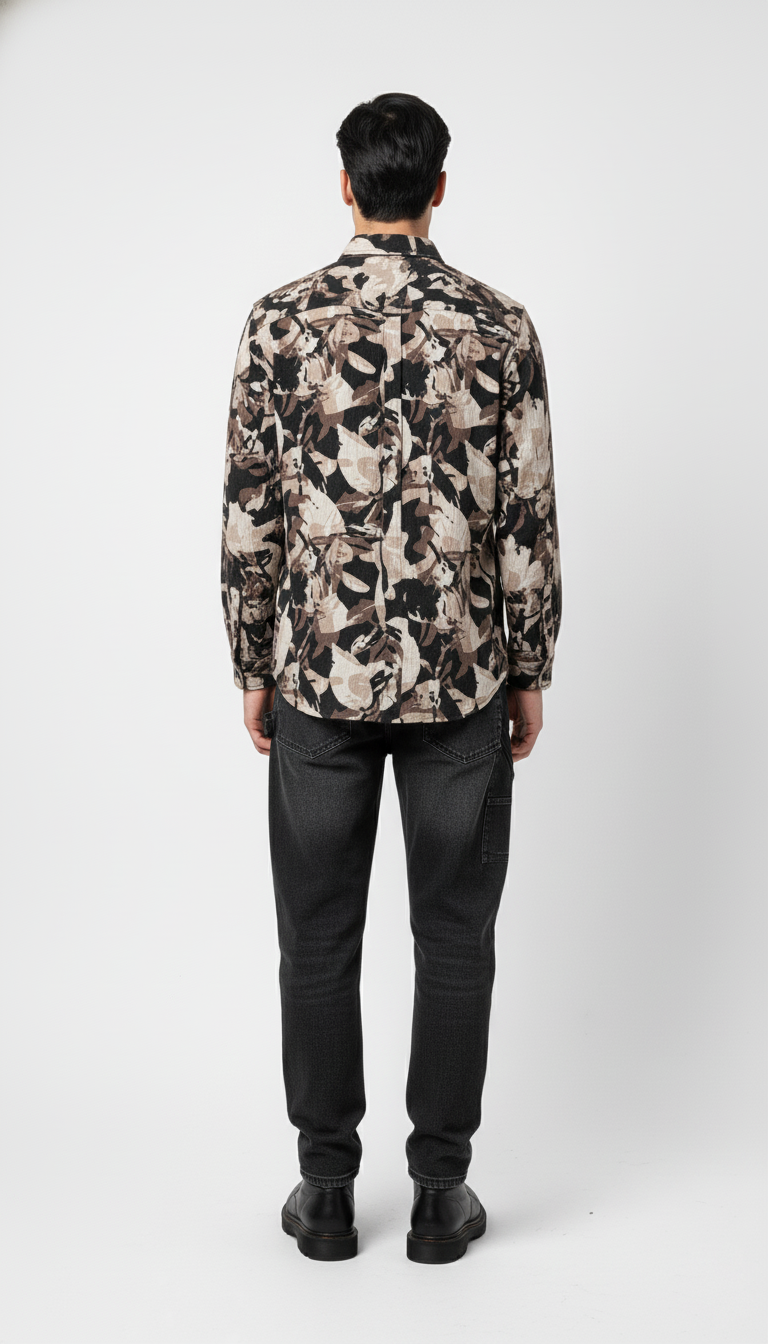 Men’s Brown Abstract Print Corduroy Shirt