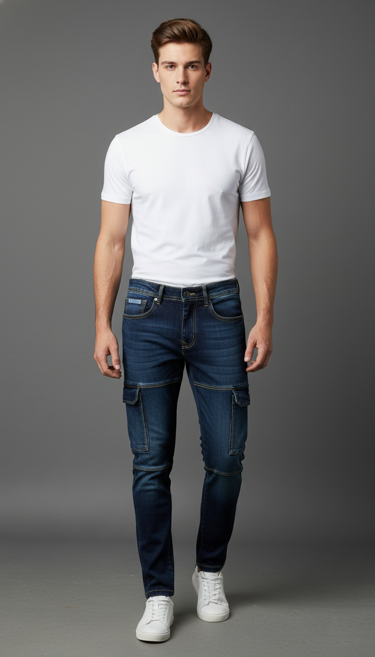 TruePosion Dark Indigo Cargo Jeans – Streetwear Edition